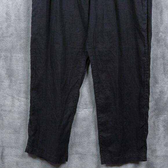 C & C CALIFORNIA 100% Linen Relaxed Fit Pants Elastic Waist Black Sz L - Picture 4 of 7